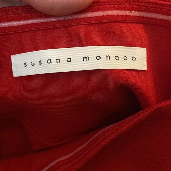 NWT Susana Monaco Angled Slit Button Dress, red, sz 4, sold for $211 on Revolve - Picture 6 of 8